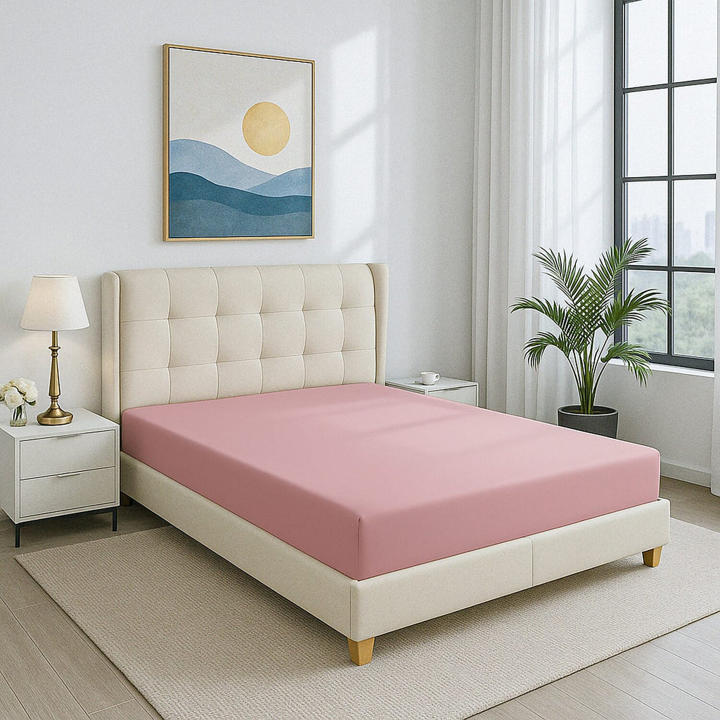 4-Piece Bamboo Bedding Set incl. Duvet Cover, Fitted Sheet & 2 Pillowcases (King) - Blush