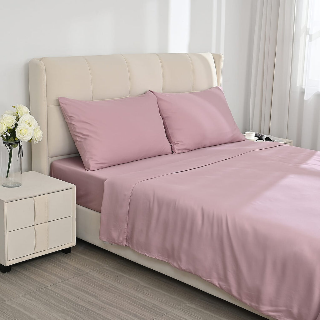 4-Piece Bamboo Bedding Set incl. Duvet Cover, Fitted Sheet & 2 Pillowcases (King) - Blush