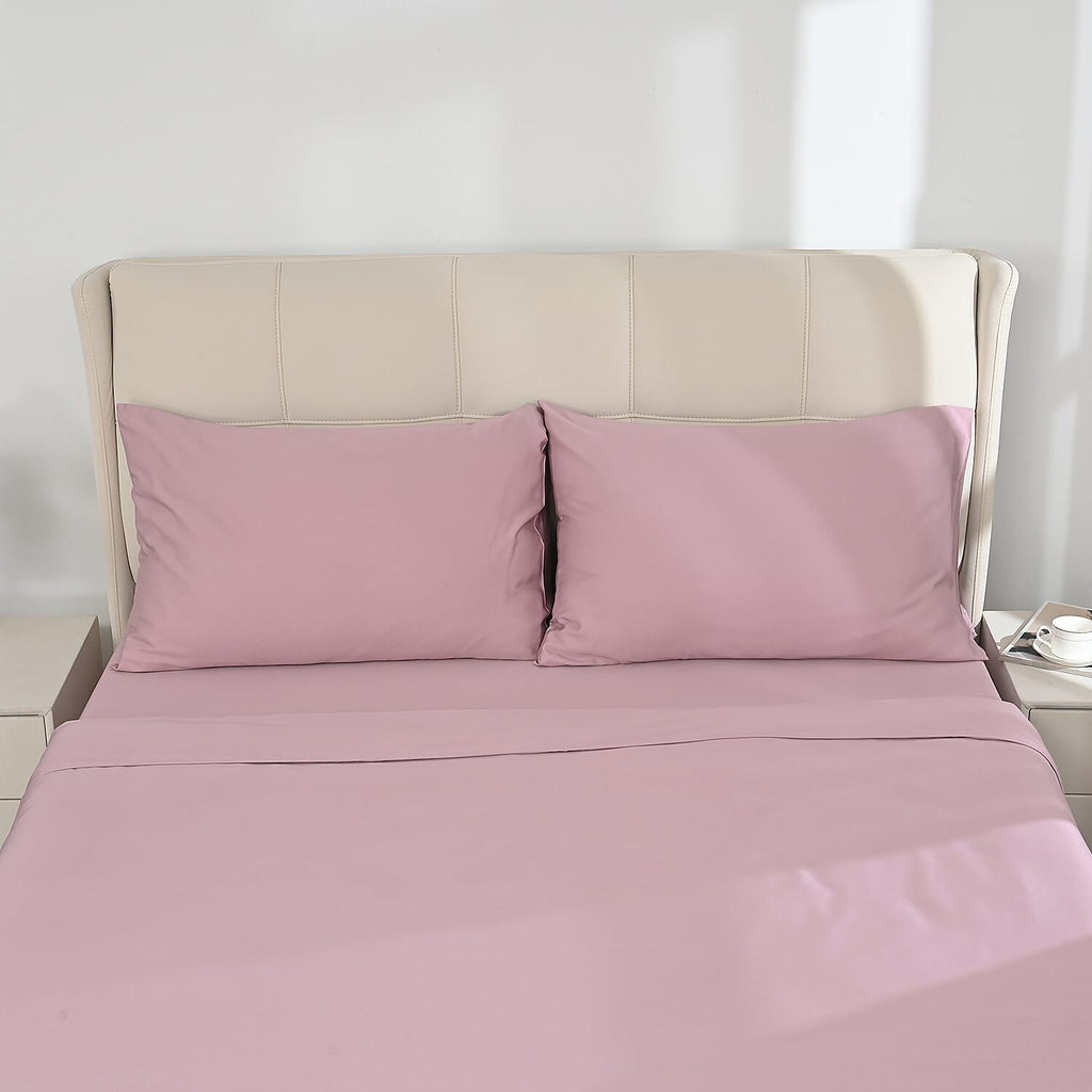4-Piece Bamboo Bedding Set incl. Duvet Cover, Fitted Sheet & 2 Pillowcases (King) - Blush