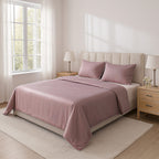 4-Piece Bamboo Bedding Set incl. Duvet Cover, Fitted Sheet & 2 Pillowcases (King) - Mauve