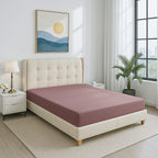 4-Piece Bamboo Bedding Set incl. Duvet Cover, Fitted Sheet & 2 Pillowcases (King) - Mauve