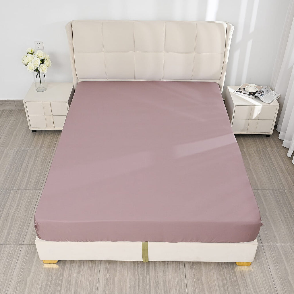 4-Piece Bamboo Bedding Set incl. Duvet Cover, Fitted Sheet & 2 Pillowcases (King) - Mauve