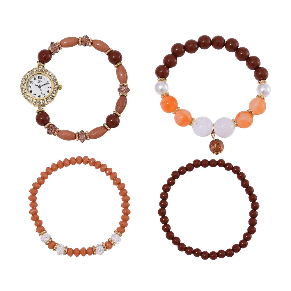 CYBER MONDAY MEGA DEAL - 4 Piece Set - STRADA Crystal Watch With 3 Crystal Bracelets - Multi