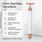 4-in-1 Facial Vibration Massage Roller - Four Interchangeable Massage Heads Including 1 Straight T-Shape Head, 1 Curved T-Shape Head