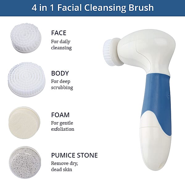 4 in 1 Facial Cleaning Brush (4xAA Battery Not Included) (Size 17x8x5 Cm) - Blue - White