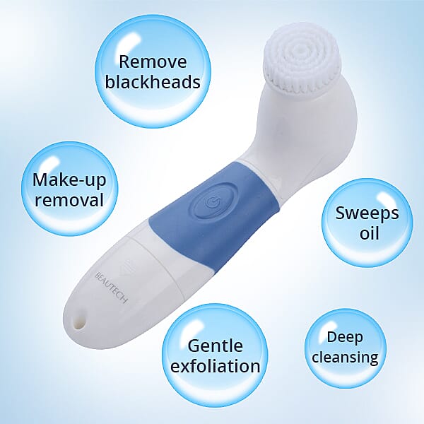 4 in 1 Facial Cleaning Brush (4xAA Battery Not Included) (Size 17x8x5 Cm) - Blue - White