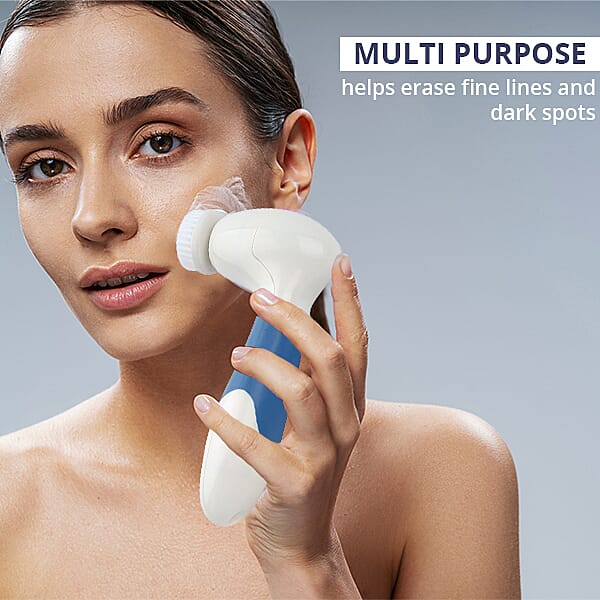 4 in 1 Facial Cleaning Brush (4xAA Battery Not Included) (Size 17x8x5 Cm) - Blue - White