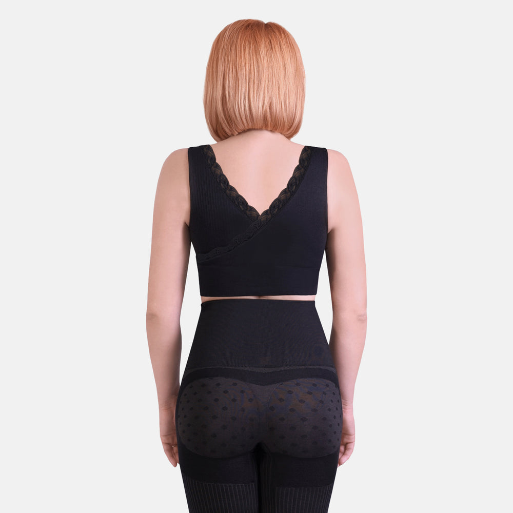 Set of 2 - SANKOM Patent Premium Bra With Lace (Size 8) - Grey (Bamboo Infused) & Black (Aloe Vera Infused)_4213963_2