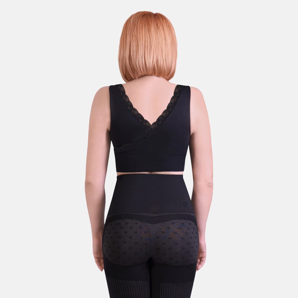 Set of 2 - SANKOM Patent Premium Bra With Lace (Size 8) - Grey (Bamboo Infused) & Black (Aloe Vera Infused)_4213963_2