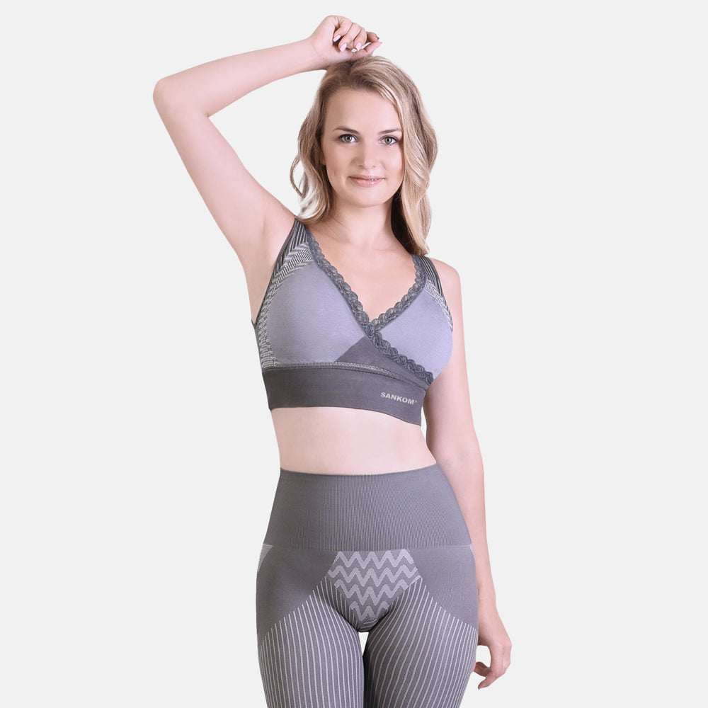 Set of 2 - SANKOM Patent Premium Bra With Lace (Size 8) - Grey (Bamboo Infused) & Black (Aloe Vera Infused)_4213963_4