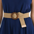 Tamsy - 100% Viscose Navy Umbrella Dress with Belt(Curve Size 20-26) - Navy_4247638_5