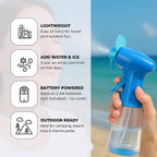 Pack of 3 Water Mist Spray Fan - Green, Blue and Pink