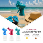 Pack of 3 Water Mist Spray Fan - Green, Blue and Pink