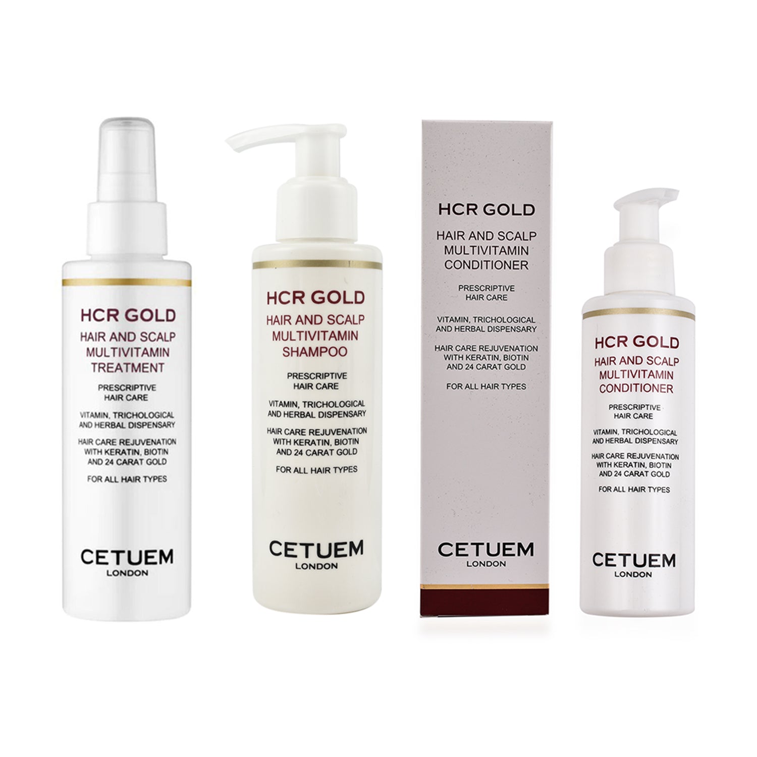 Cetuem : HCR Gold Hair & Scalp Multivitamin Shampoo, Conditioner and Treatment_440000500