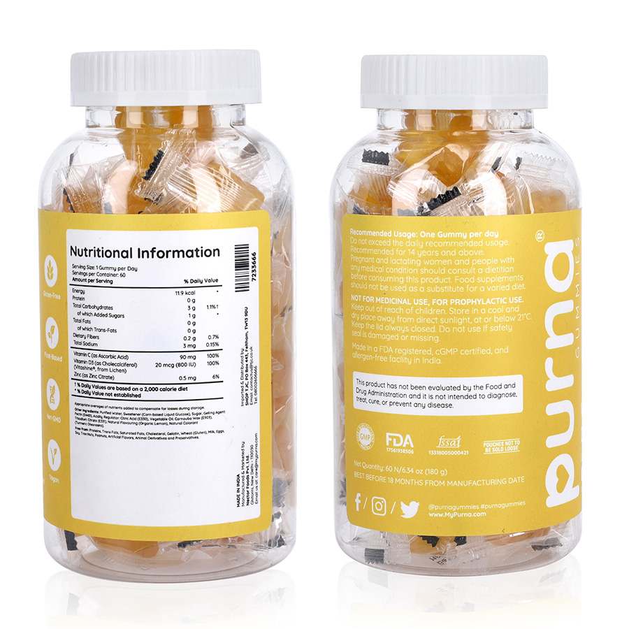 Purna - Vitamin C Immunity Booster Gummies (60 Gummies)_440000527_8