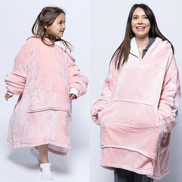 Family Pack- Adult oversized Hudi Blanket - Childs oversized Hudi Blanket- Pink