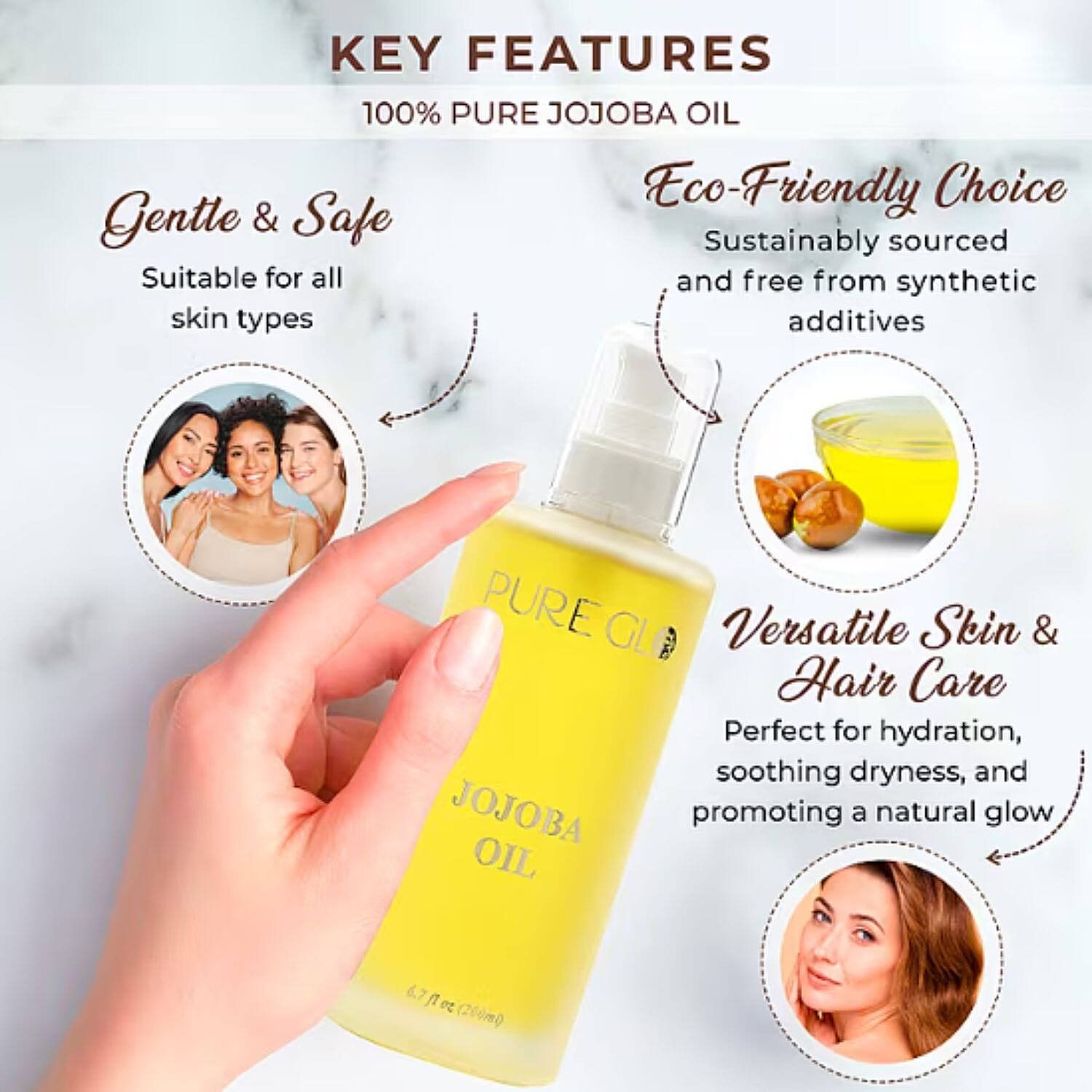 3 Pack Jojoba Bundle - 200 ml and 50ml and Hair Oil Applicator