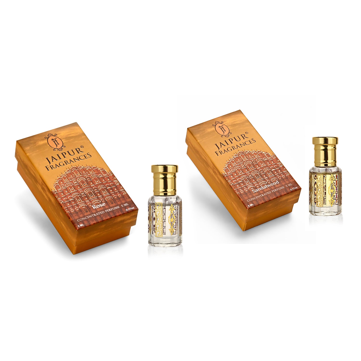 Jaipur Fragrance Concentrated Perfume Pair Rose and Sandalwood (5ml Each)_440001210