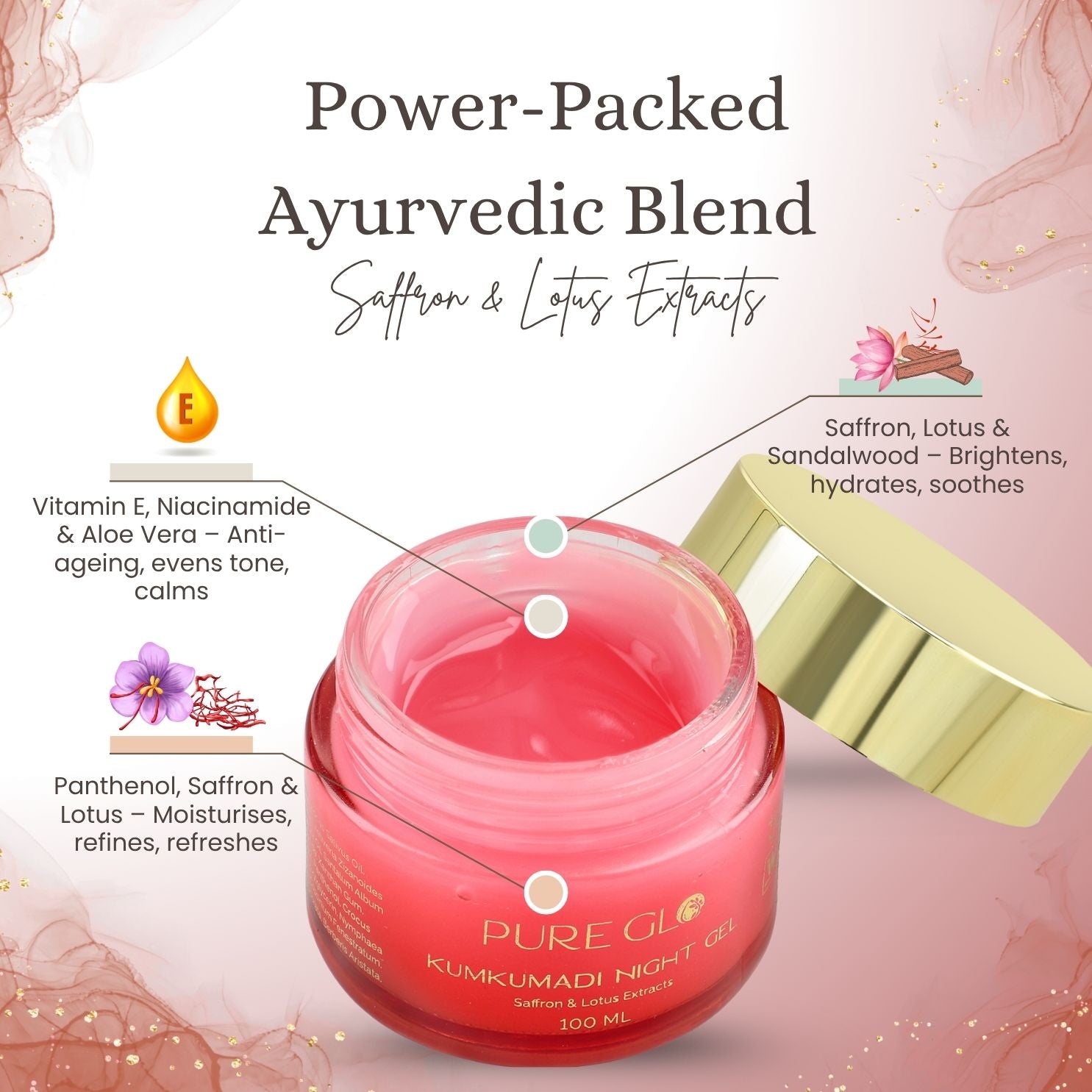 Pack of Two-Pure Glo Kumkumadi Night Gel - 100ml_440001266_4
