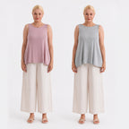 Saver Duo - Styled by Round Neck Sleeveless Blouse (One Size) - Grey and Pale Mauve_440001503