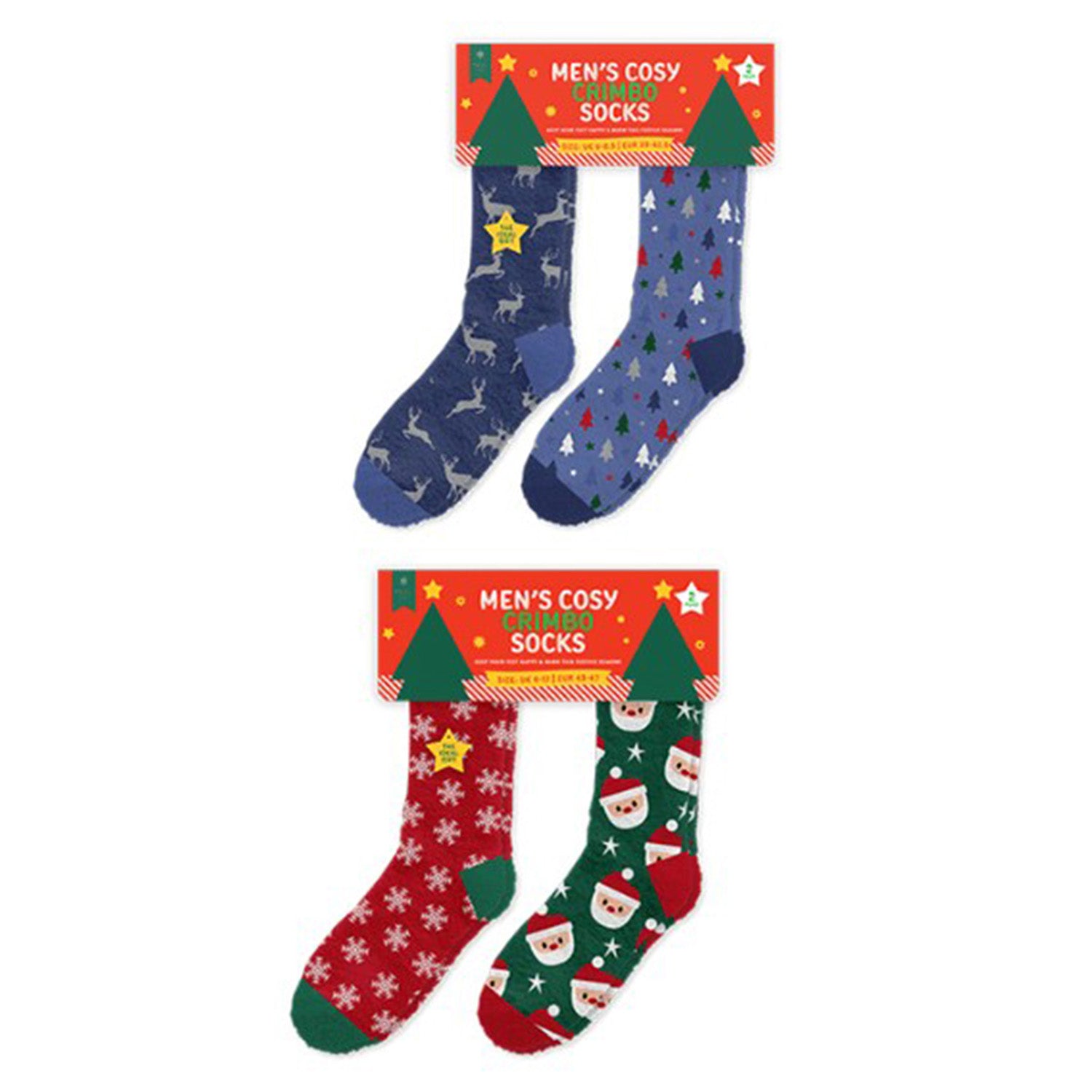 Pack of 4 - Festive Christmas Socks (Size 6-8.5) - Blue Mult_440001505