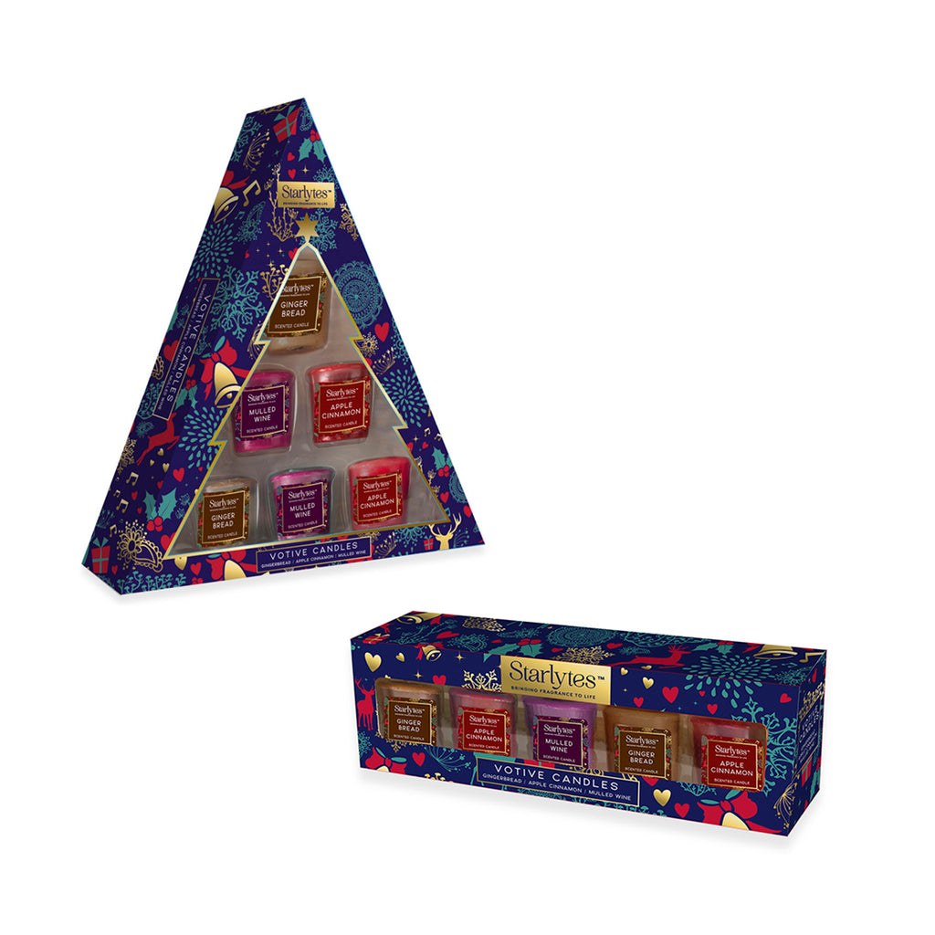 2 Pack - Starlytes Christmas Tree Votive Candles Set 6 x 52g Candles - Approx Burn Time 8 Hours Each and Starlytes Christmas Tree Votive Candles Set 5 x Candles - Approx Burn Time 8 Hours Each_440001506