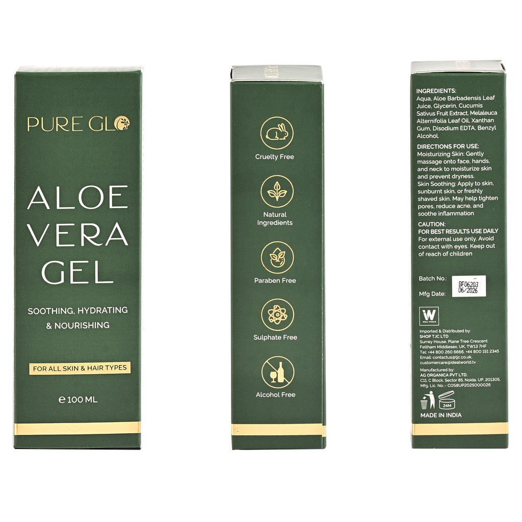Pack of 2 - PureGlo Aloe Revital Soothing Gel - Aloevera Gel, Hydrating & Nourishing (100ml/3.38oz)_440001508_4