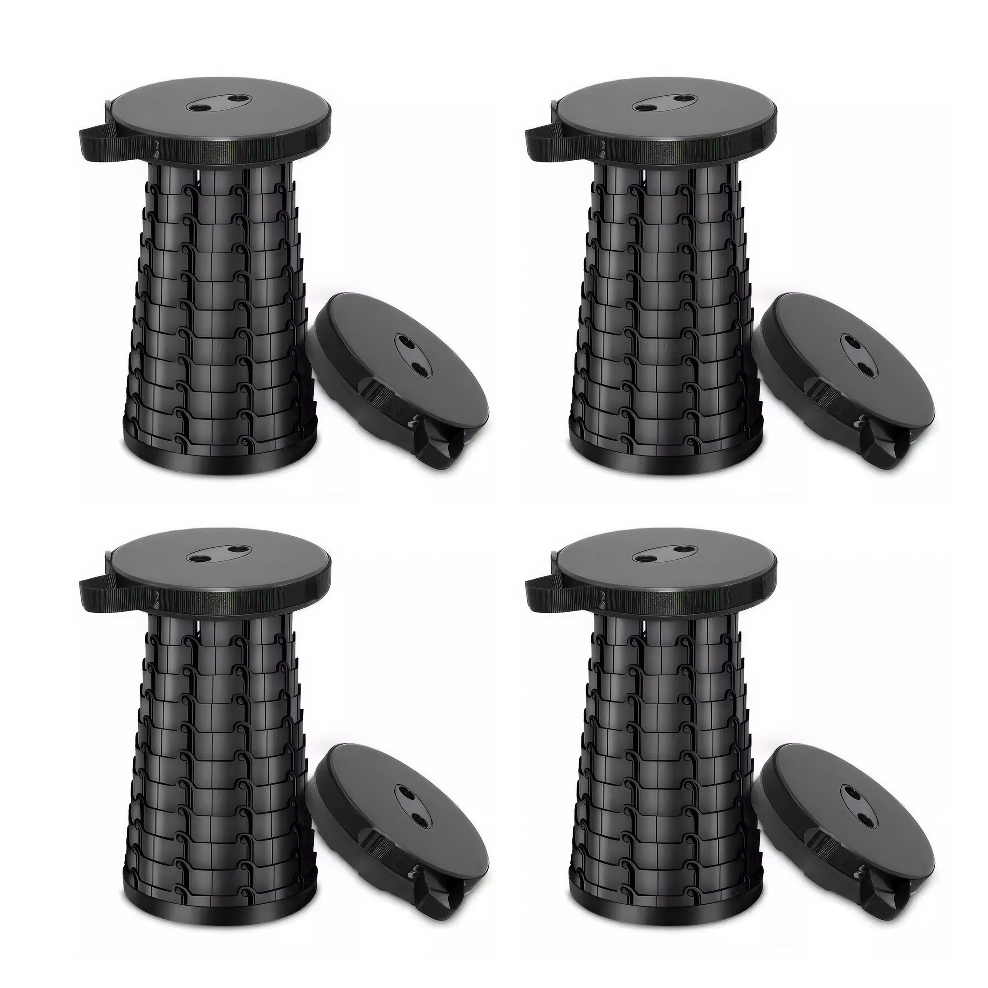 Pack of 4 Set:Telescopic Folding Stool, Compact, Heavy Duty Design and Instant Adjustable Seating Anywhere_440001512