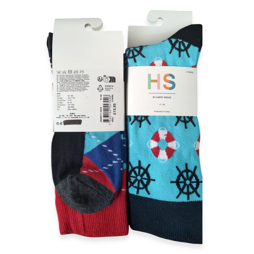 Pack of 6 Happy Life Preserver Print Socks_440001526