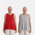 Set of 2 Styled by Round Neck Sleeveless Blouse (One Size) - Red and Grey_440001527