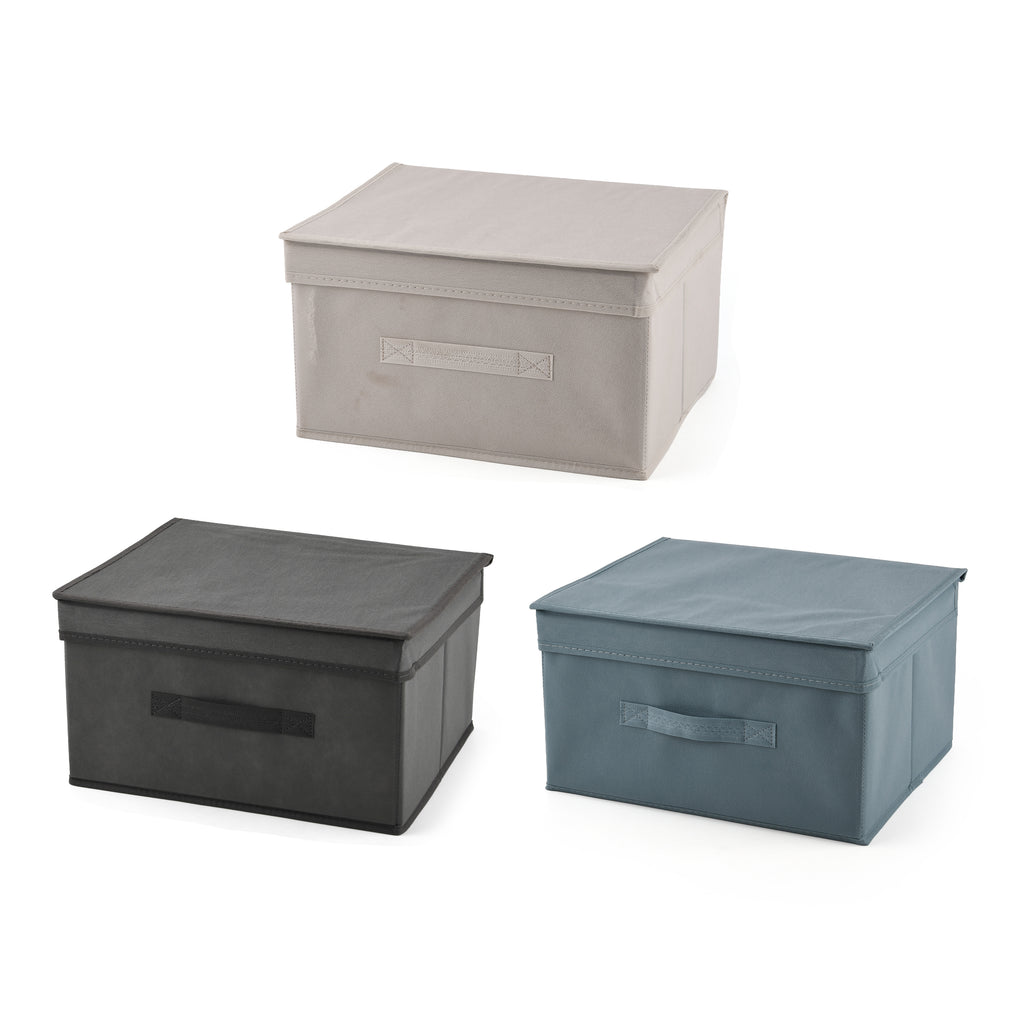 3 Pack - Bliss & Beyond Patterned Storage Box (Size 35x30x20 cm) - White, Grey and Blue_440001532