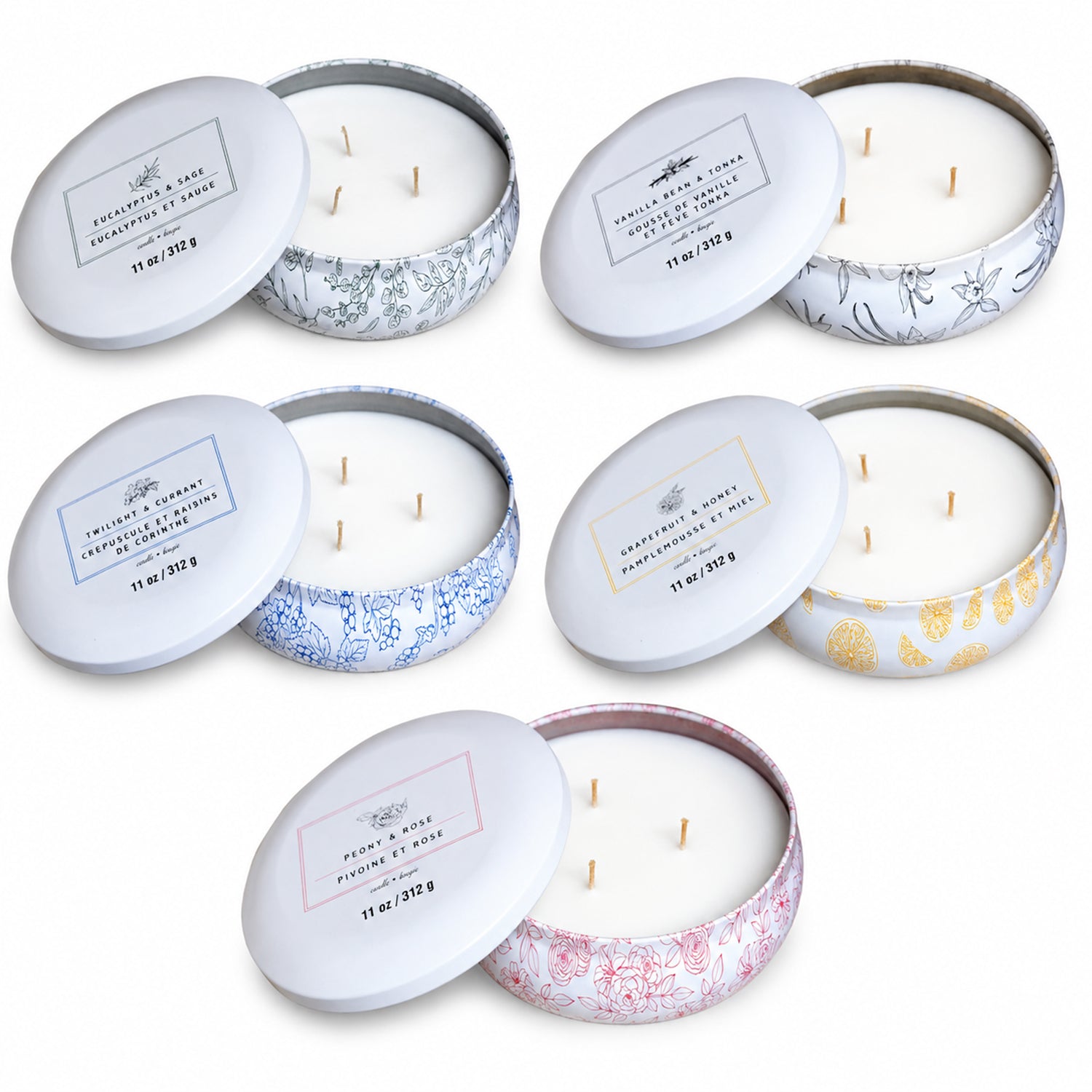 Pack of 5 - Ashland 3 Wick Tin Candle 312g Each -_440001540