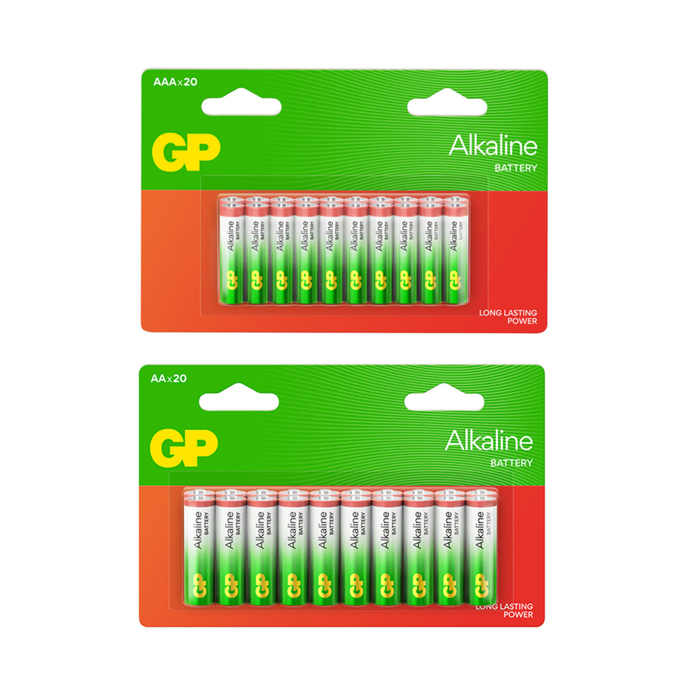 Mega Value Battery Deal - Pack of 40 GP Red Long Lasting Alkaline Batteries (AAA) and Pack of 40  GP Red Long Lasting Alkaline Batteries (AA) Total 80 Batteries_440001546