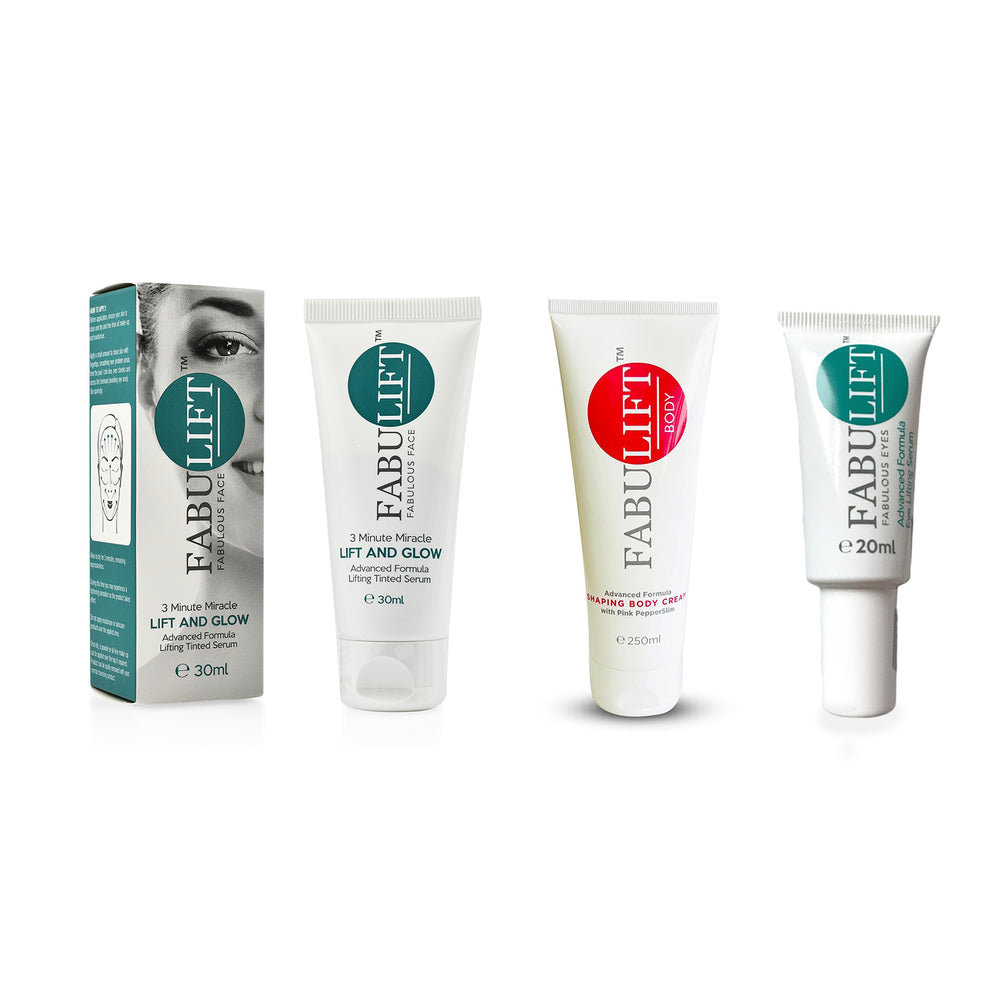 Fabulift 3 Minute Miracle Lift and Glow Instant Tinted Face Serum (30ml), Fabulift - Fabulous Eyes Lifting Serum (20ml) - 300 Applications - Complimentary Fabulift Shaping Body Cream (250ml)_440001562