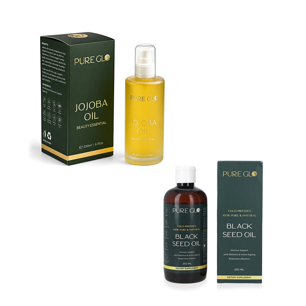 Sallys Handpicked Bundle - Pure Glo Black Seed Oil - 250 ml and Pure Glo Cold Pressed Natural Jojoba Oil Volume - 200 ml_440001563