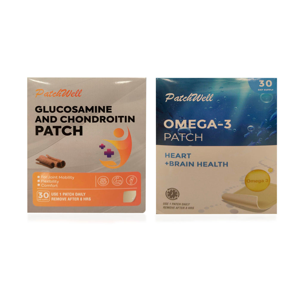 Duo Saver Deal - Patchwell Glucosamine and Chondroitin Patch - 30 Days Supply and Patchwell Omega-3 Patch - Your support for overall well-being (30 Day Supply)_440001567
