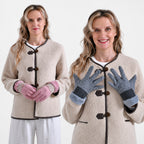 Set of 2 Styled By Cashmere Wool Gloves with Touchscreen Access (One Size) - Pink and Grey_440001571