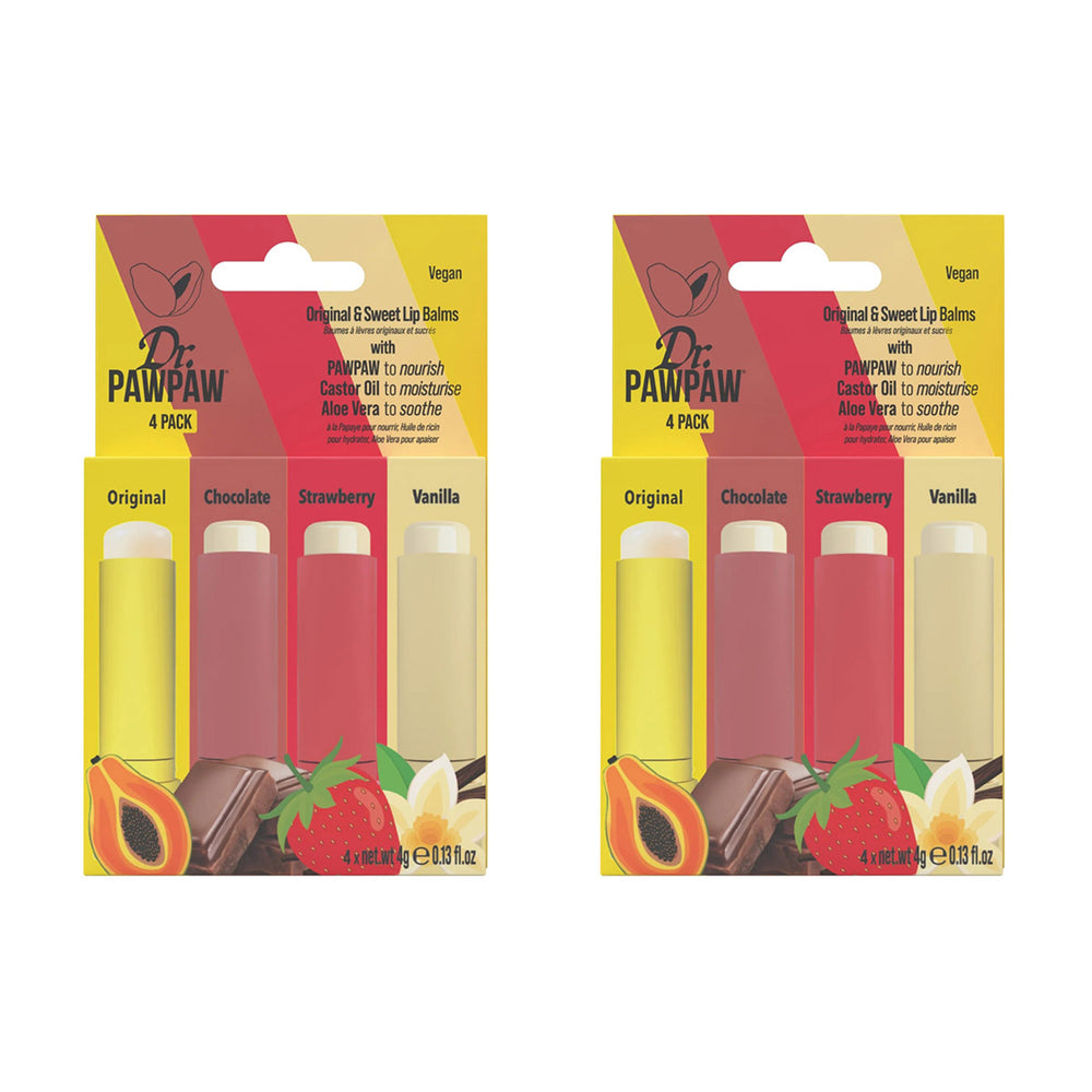 Super Saver Deal - Dr Pawpaw Sweet Balm & Original Stick Pack of 4 - Original, Chocolate, Strawberry & Vanilla x 4_440001646