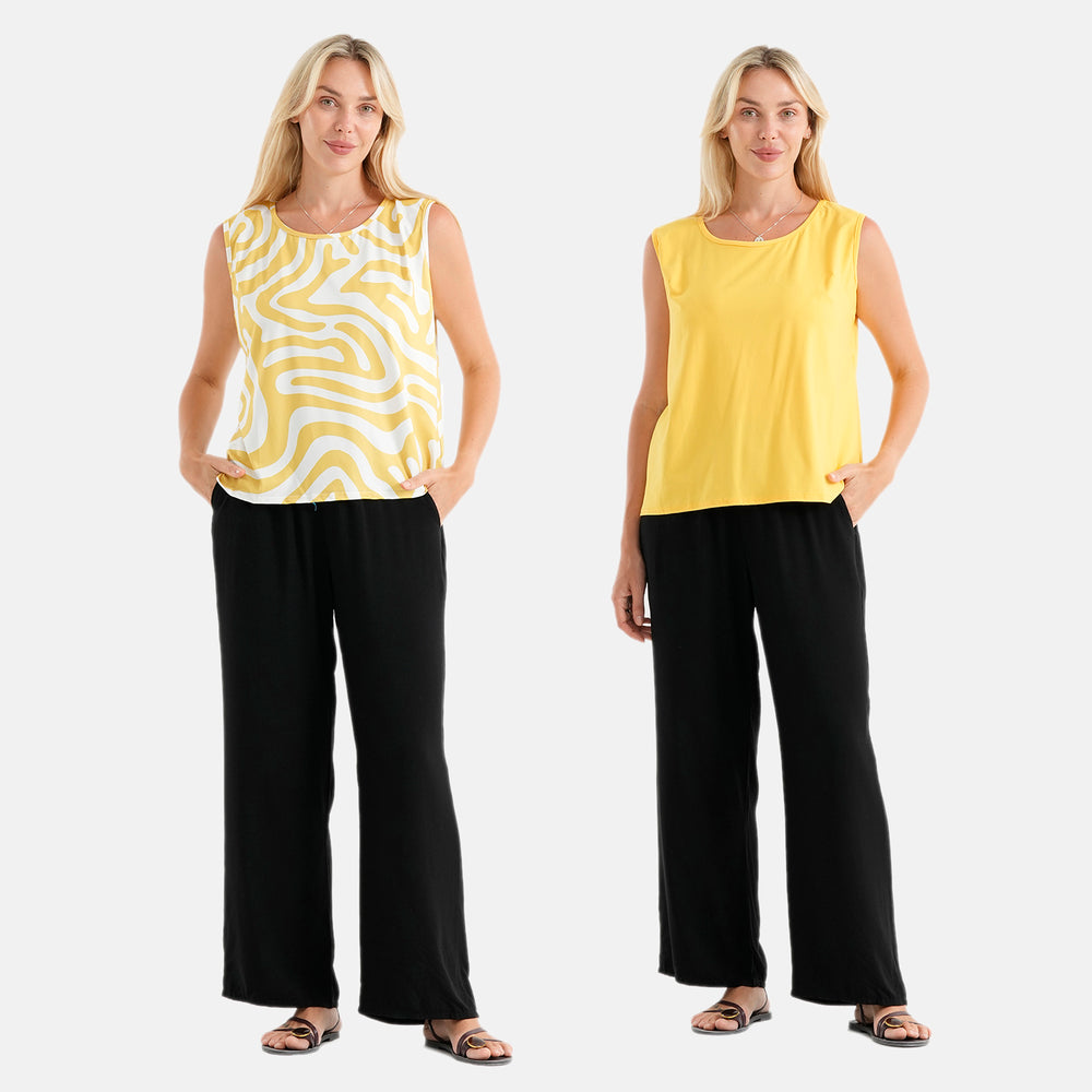 Maisi set of 2 print and solid color vest_4464167