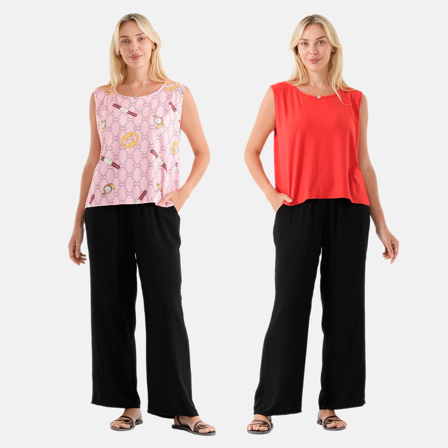 Maisi set of 2 print and solid color vest_4464181