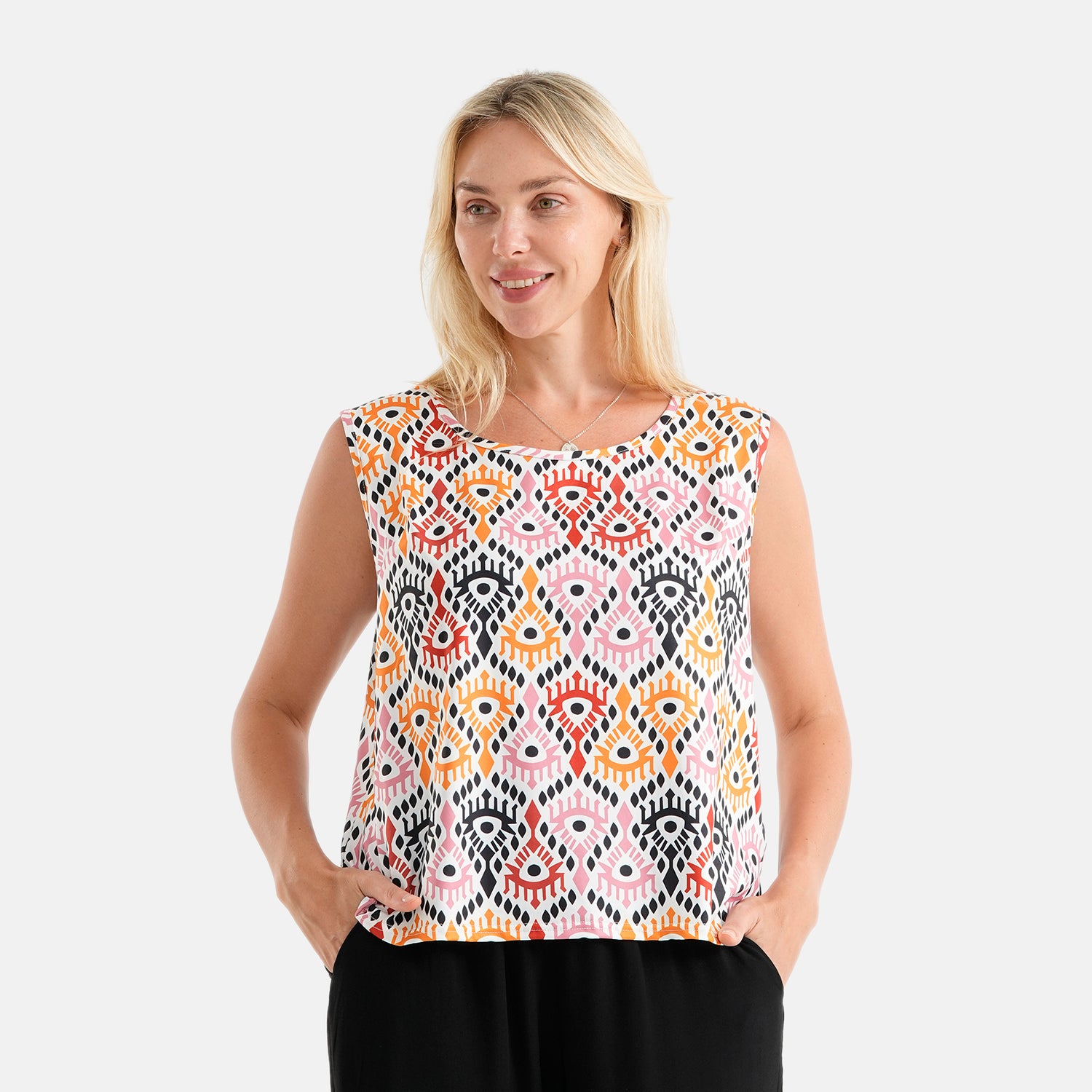 Maisi set of 2 print and solid color vest_4464184_1