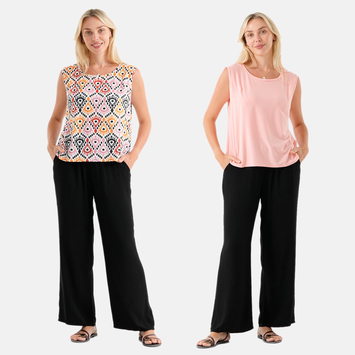 Maisi set of 2 print and solid color vest_4464185