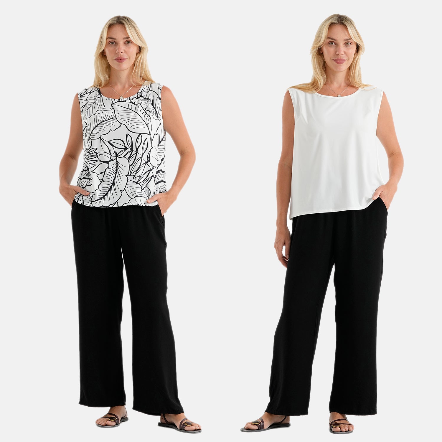 Maisi set of 2 print and solid color vest_4464187