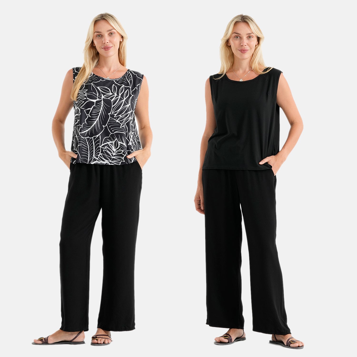 Maisi set of 2 print and solid color vest_4464190