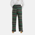 & Maisi Set of 2 - Womens Multicolour Printed & Solid  Wide Leg Trousers (Size M, 12-14) - Green_4488554_2