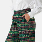 & Maisi Set of 2 - Womens Multicolour Printed & Solid  Wide Leg Trousers (Size M, 12-14) - Green_4488554_3