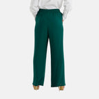 & Maisi Set of 2 - Womens Multicolour Printed & Solid  Wide Leg Trousers (Size M, 12-14) - Green_4488554_5