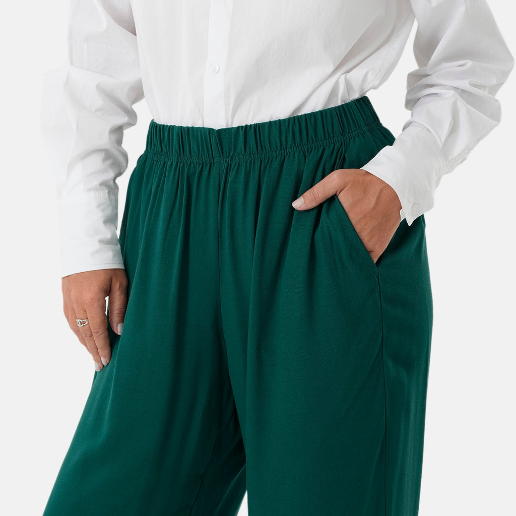 & Maisi Set of 2 - Womens Multicolour Printed & Solid  Wide Leg Trousers (Size M, 12-14) - Green_4488554_6