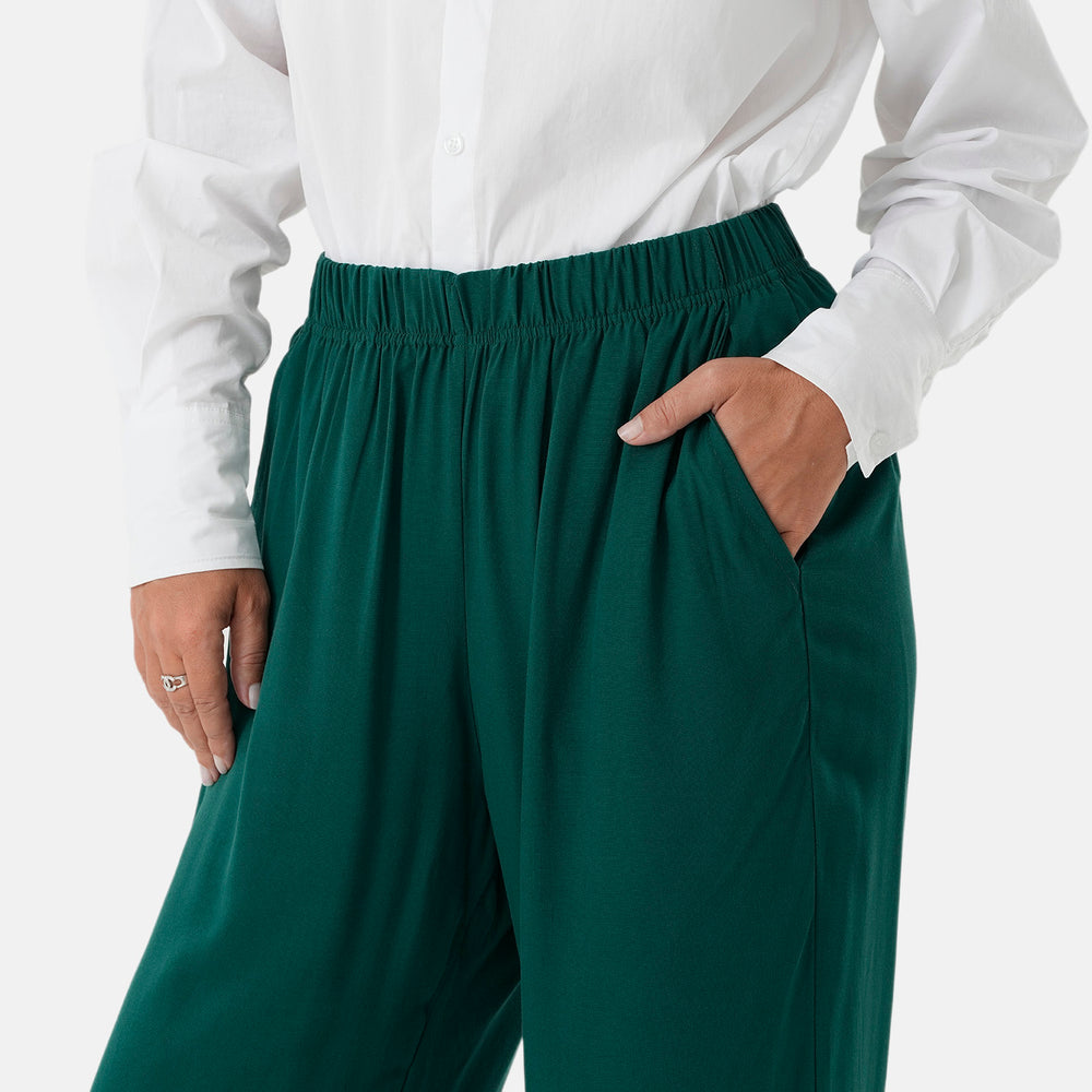 & Maisi Set of 2 - Womens Multicolour Printed & Solid  Wide Leg Trousers (Size L, 16-18) - Green_4488565_6