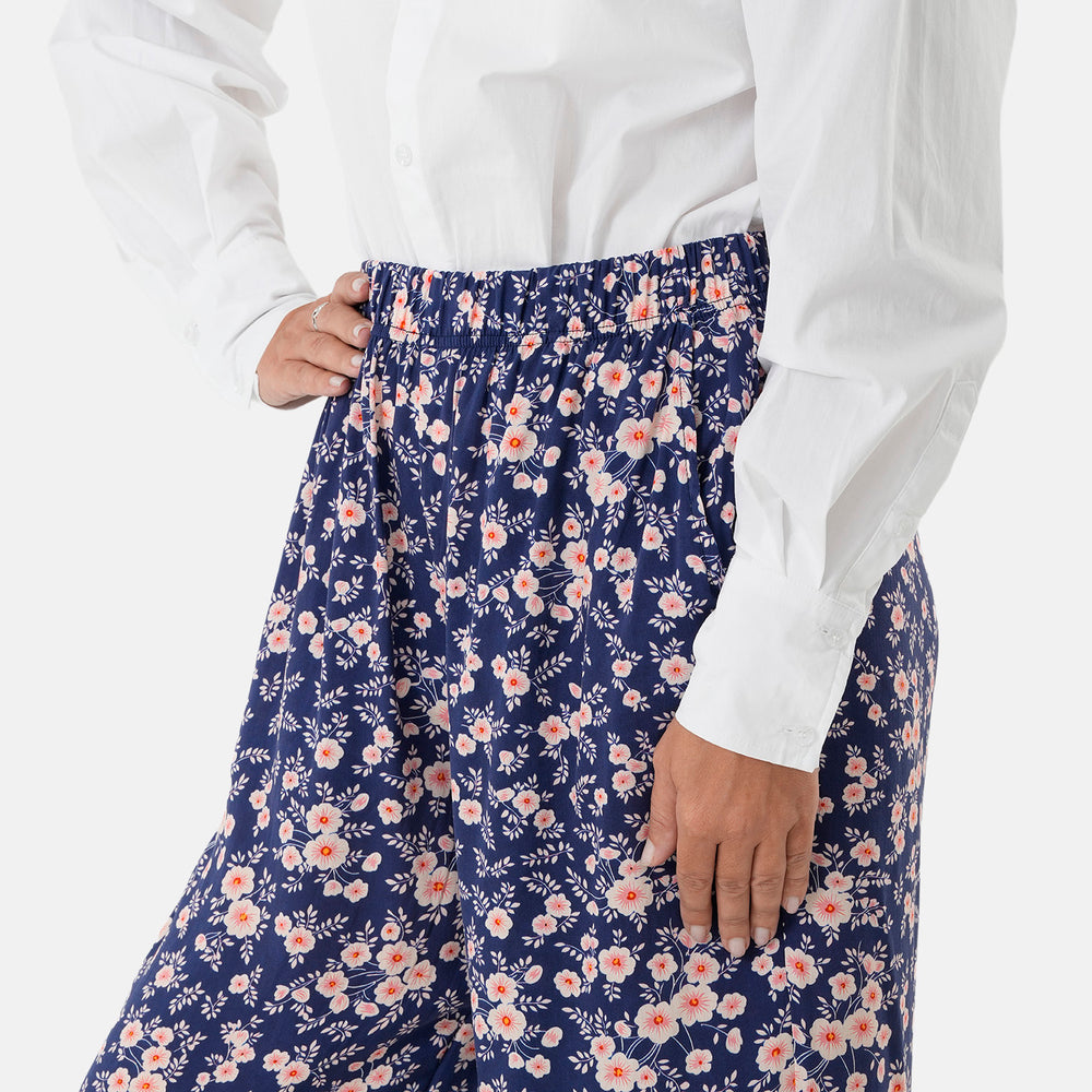 & Maisi Set of 2 - Womens Printed & Solid  Wide Leg Trousers (Size XL, 20-22) - Maroon & Navy, Cream with Pink_4488589_3